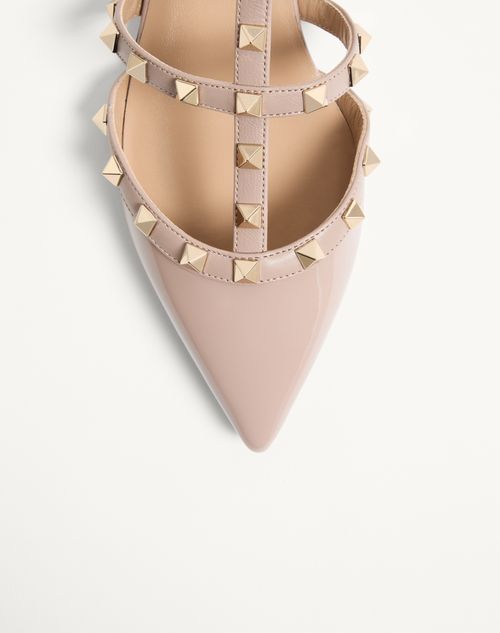 Valentino Garavani - Rockstud Patent-leather Mule - Poudre - Woman - Ballerinas